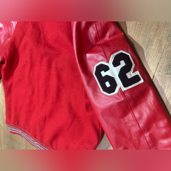 Howe Wool Leather Varsity Jacket Vtg‎ 70’s Sz 38 USA Naugalite Red Embroidered - Picture 10 of 14